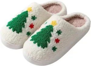 Women Men Cute Christmas Slippers, Indoor Soft Cozy Plush House Slippers, Winter Reindeer Slip-on Slippers, Slides Fluffy Warm Fleece Slippers, Couple Cute Plush Fleece Soft Shoes