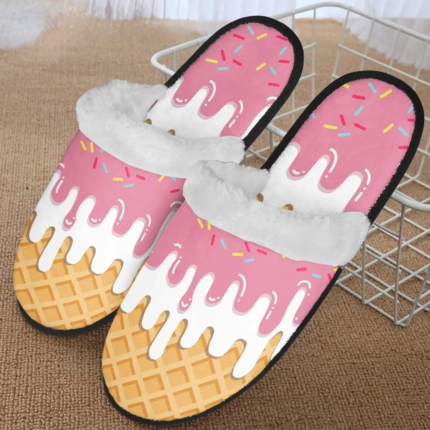 Women Slippers Plush Cozy Fuzzy Slippers Anti-Skid Sole Plush Slippers for Women Fluffy Indoor Outdoor Shoe