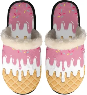 Women Slippers Plush Cozy Fuzzy Slippers Anti-Skid Sole Plush Slippers for Women Fluffy Indoor Outdoor Shoe