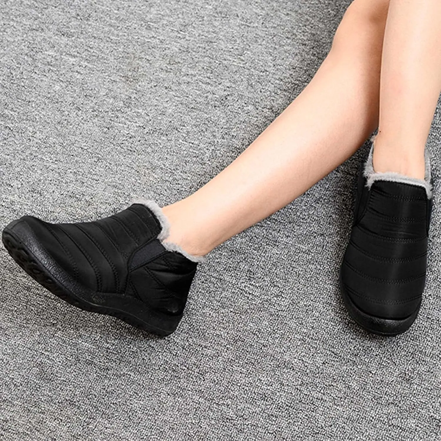 Women Snow Boots Waterproof Cloth Mens Plush Lined Platform Boots Comfy Hiking Boots Warm Winter Ankle Booties