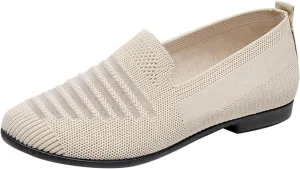 Women's Casual Shoes Summer Knit Slip On Walking Shoes Wide Width Mesh Breathable Sneakers Comfortable L𝐨w Heel Dress Sneaker