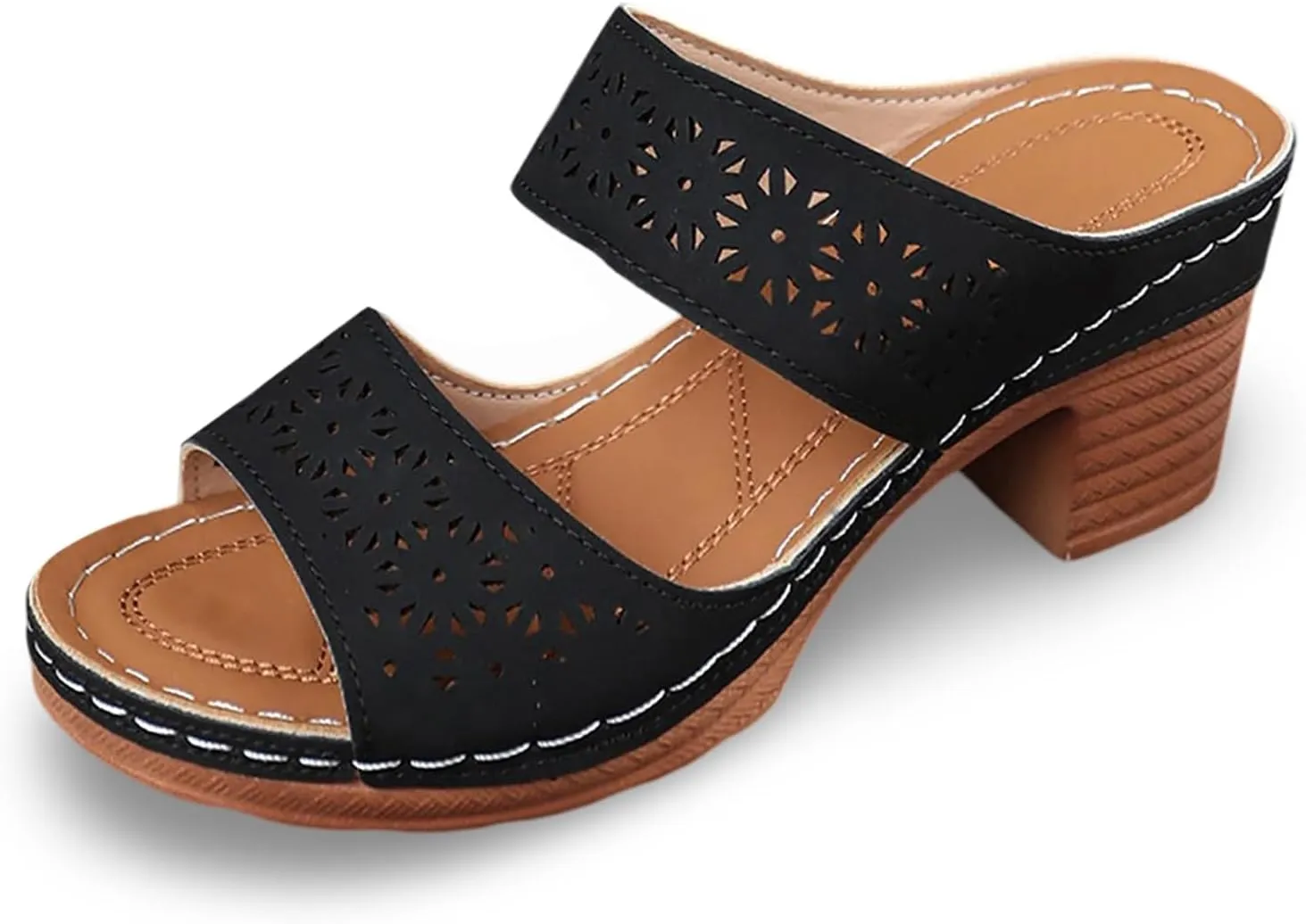 Women’s Comfortable Open Toe Crisscross Straps Slip on Wedge Sandals Orthopedic Dressy Comfort Slides Women