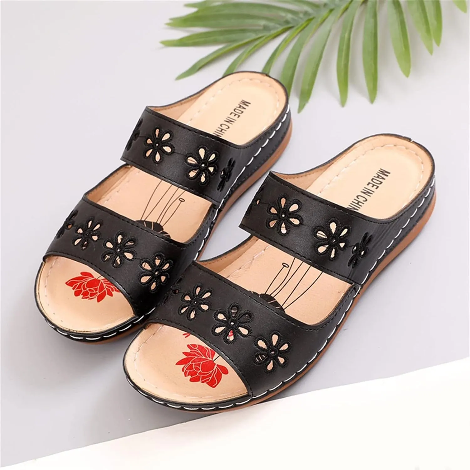 Womens Comfy Wedge Orthopedic Sandals Orthopedic Flip Flop Slippers Orthopedic Shoes for Women Sandals Comfortable Orthopedic Comfy Black Sandals for Women Mens Orthopedic Walking Sandals