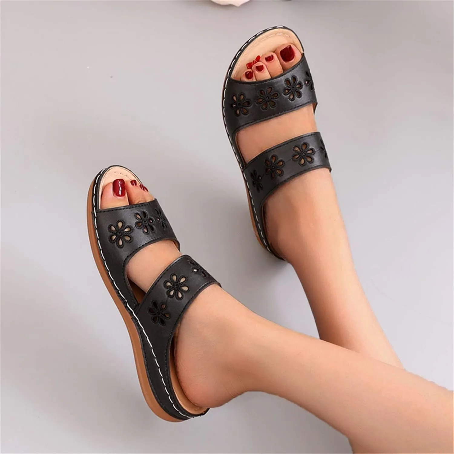 Womens Comfy Wedge Orthopedic Sandals Orthopedic Flip Flop Slippers Orthopedic Shoes for Women Sandals Comfortable Orthopedic Comfy Black Sandals for Women Mens Orthopedic Walking Sandals