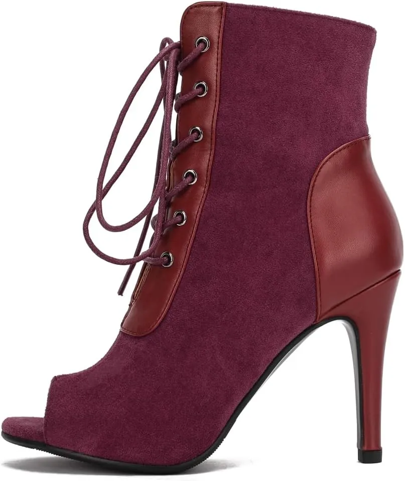 Women's Fashion Sexy Peep Toe Stilettos High Heels Ankle Booties Lace Up Dancing Dressy Heeled Sandals