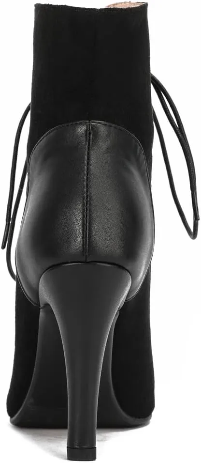Women's Fashion Sexy Peep Toe Stilettos High Heels Ankle Booties Lace Up Dancing Dressy Heeled Sandals