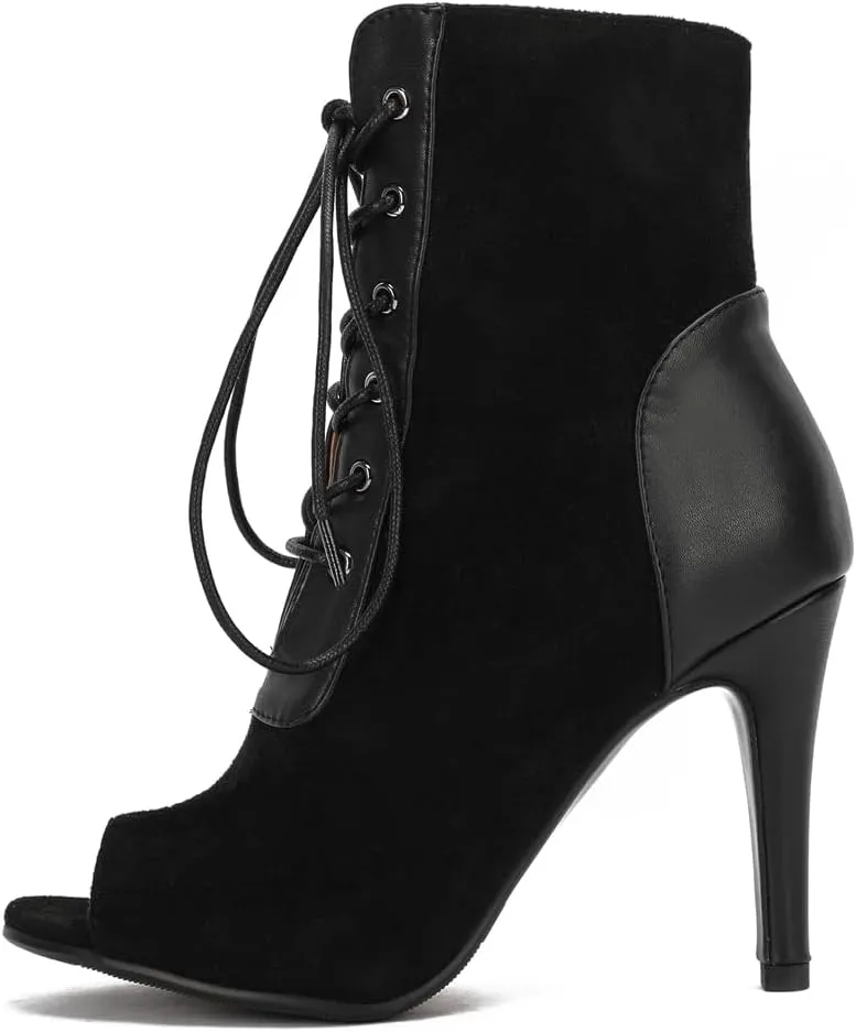 Women's Fashion Sexy Peep Toe Stilettos High Heels Ankle Booties Lace Up Dancing Dressy Heeled Sandals