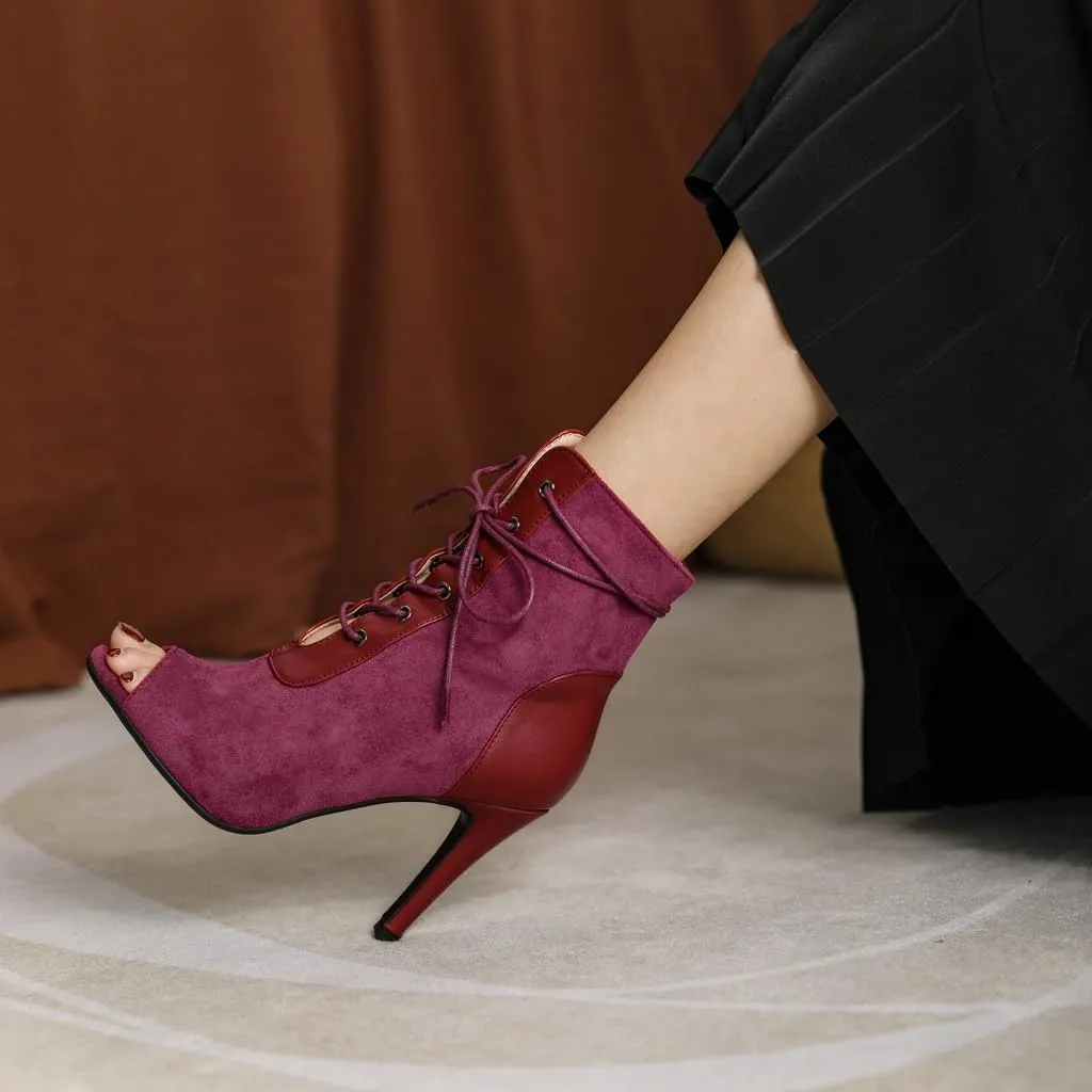 Women's Fashion Sexy Peep Toe Stilettos High Heels Ankle Booties Lace Up Dancing Dressy Heeled Sandals