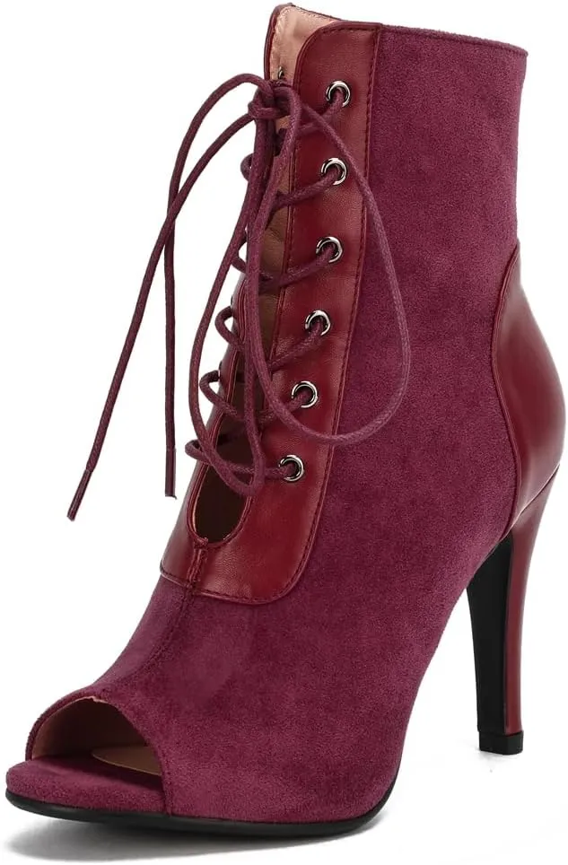 Women's Fashion Sexy Peep Toe Stilettos High Heels Ankle Booties Lace Up Dancing Dressy Heeled Sandals