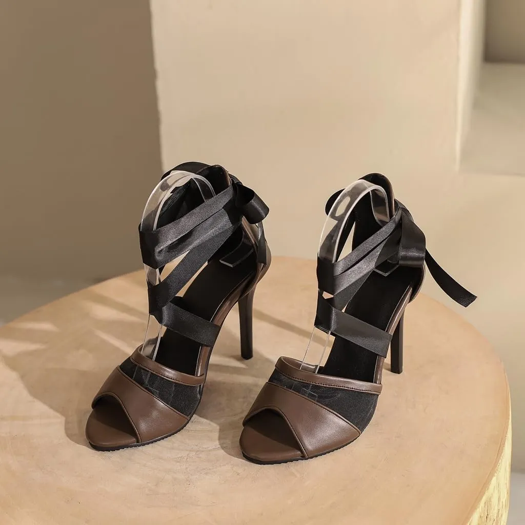 Women's Fashion Stilettos High Heels Dressy Sandals Cross Strappy Peep Toe Elegant Wedding Party Heeled Sandal