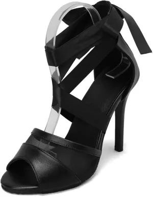 Women's Fashion Stilettos High Heels Dressy Sandals Cross Strappy Peep Toe Elegant Wedding Party Heeled Sandal