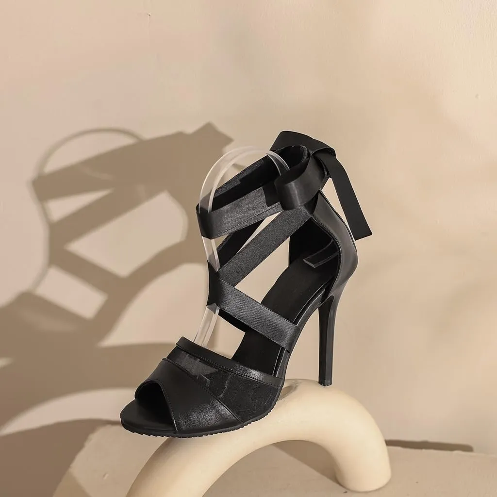 Women's Fashion Stilettos High Heels Dressy Sandals Cross Strappy Peep Toe Elegant Wedding Party Heeled Sandal
