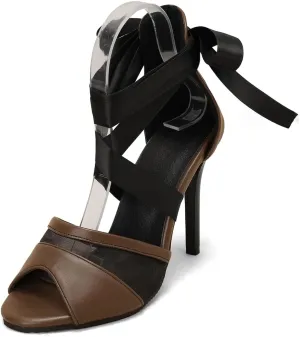 Women's Fashion Stilettos High Heels Dressy Sandals Cross Strappy Peep Toe Elegant Wedding Party Heeled Sandal