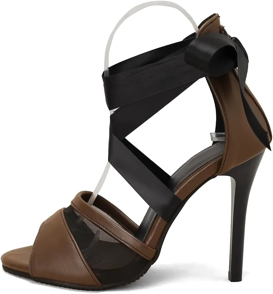 Women's Fashion Stilettos High Heels Dressy Sandals Cross Strappy Peep Toe Elegant Wedding Party Heeled Sandal