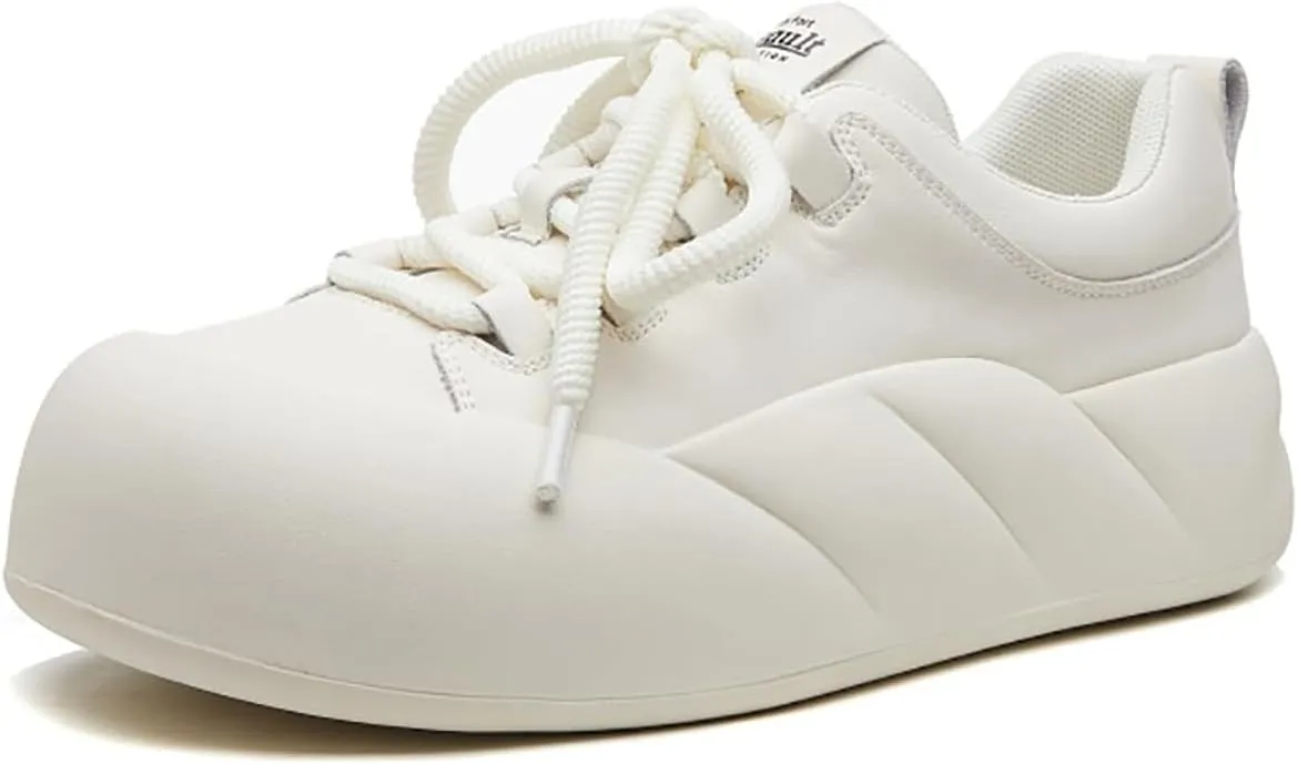 Women's Leather Increase Height Platform Casual Shoes,Outdoor Non-Slip Soft-Soled Shock-Absorbing Running Sneakers