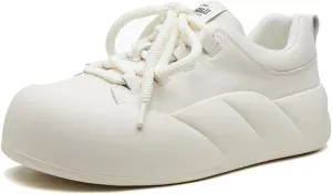 Women's Leather Increase Height Platform Casual Shoes,Outdoor Non-Slip Soft-Soled Shock-Absorbing Running Sneakers