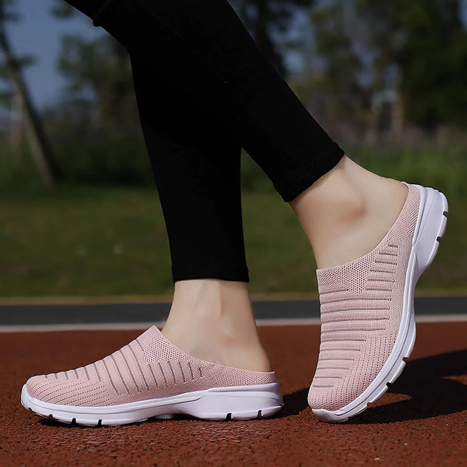 Womens Mesh Mules Orthopedic Sneakers for Women Arch Support Breathable Lightweight Running Shoes Comfortable Slip On Walking Shoes