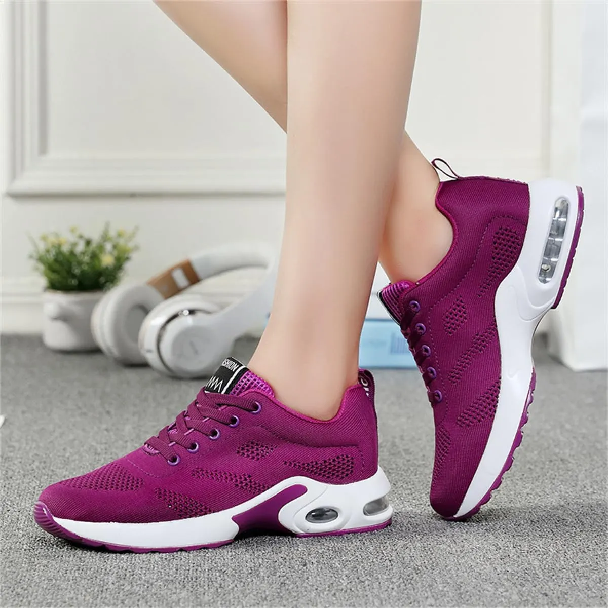 Womens Orthopedic Sneakers,Breathable Knit Mesh Casual Air Cushion Shoes,Platform Non Slip Running Shoes with Arch Support