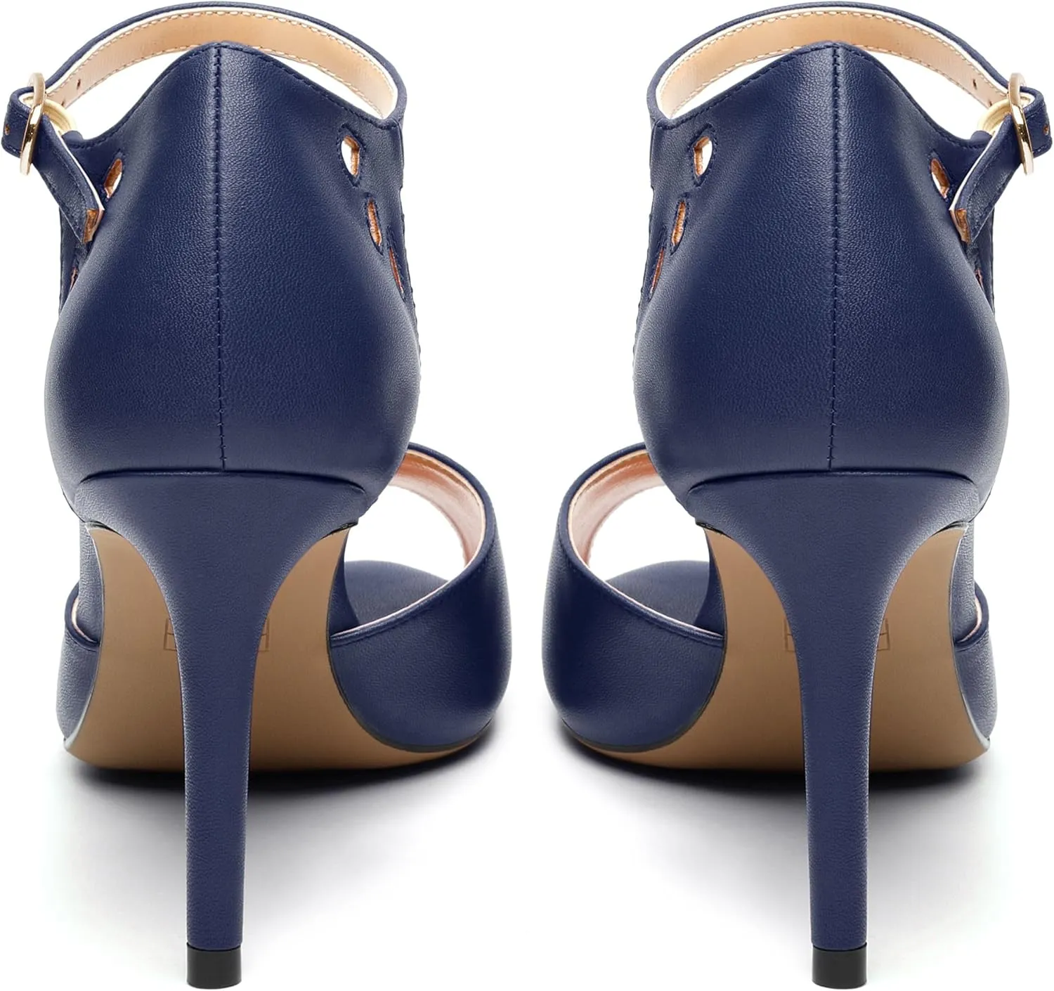 Women's Peep Toe High Heels Ankle Straps Buckles Evening Party Prom Sandals 3.3Inch