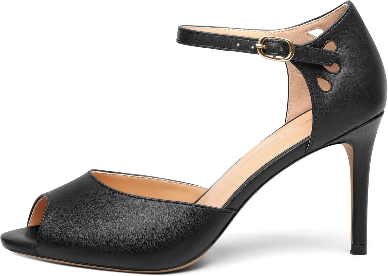 Women's Peep Toe High Heels Ankle Straps Buckles Evening Party Prom Sandals 3.3Inch