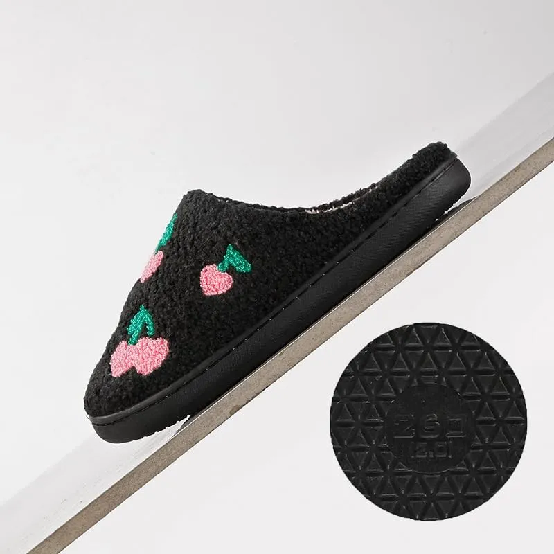 Women's Plush Heart Love Slippers - Blue Eyes Mushroom Cat Ears Retro Memory Foam Soft Plush Home Shoes