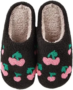 Women's Plush Heart Love Slippers - Blue Eyes Mushroom Cat Ears Retro Memory Foam Soft Plush Home Shoes