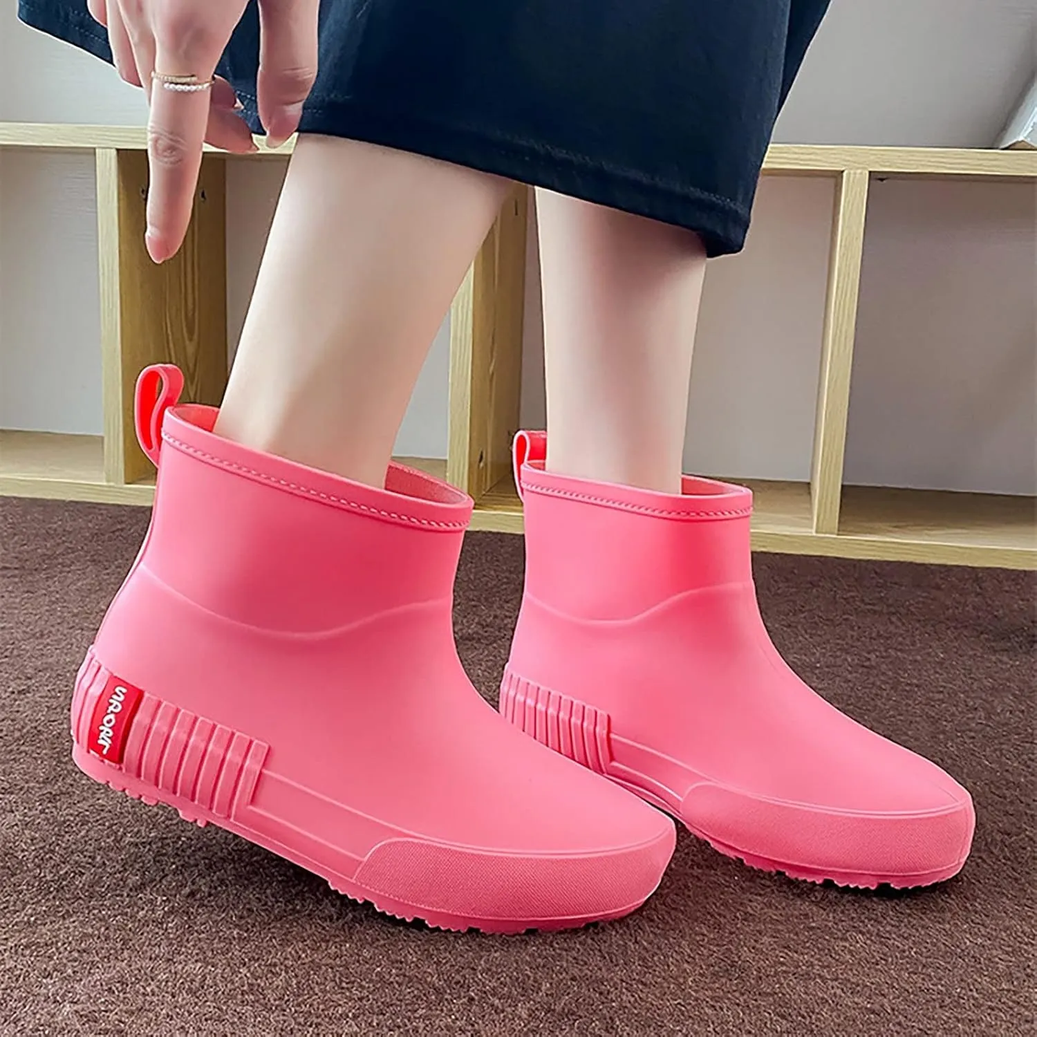 Womens Rain Boots Waterproof Mens Grounded Footwear Small Heel Booties Slip On Barefoot Shoes Women Rain Boots Black Waterproof Mid Calf Womens Chelsea Boots