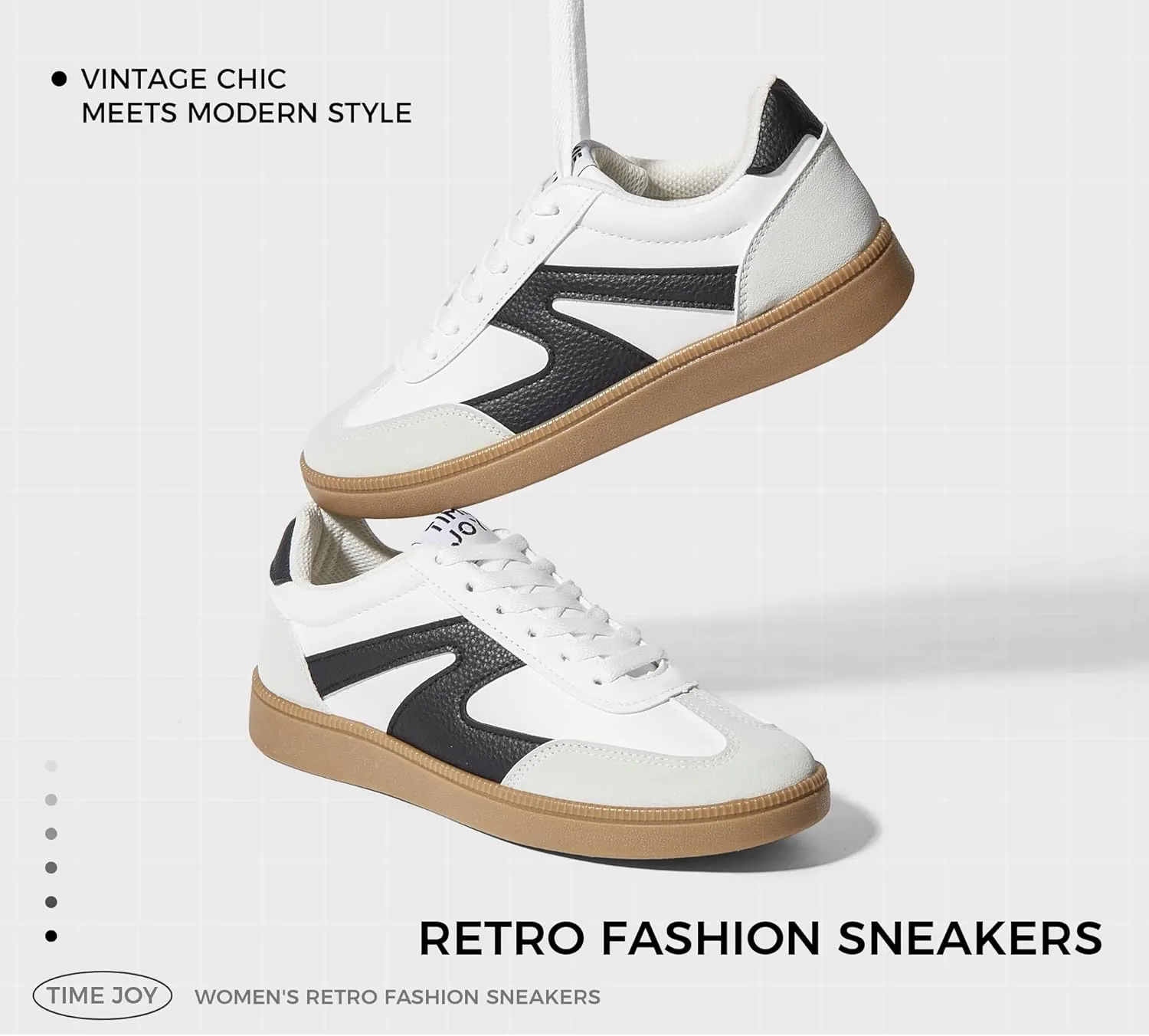 Women's Retro Sneakers Vintage Leather & Suede Patchwork Casual Shoes with Recyclable Material Insole Trendy Non-Slip Cushion for Streetwear & Daily Outfits