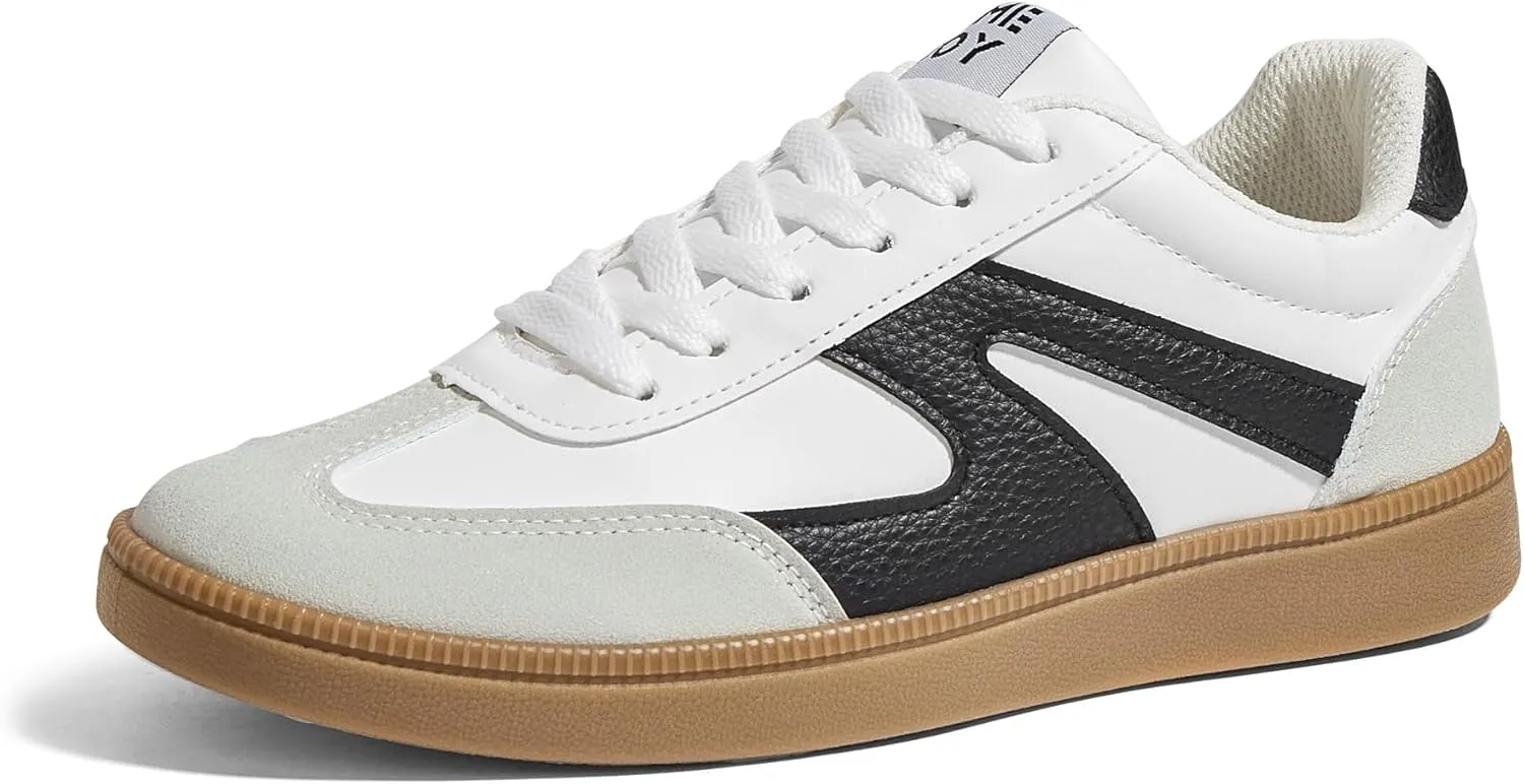 Women's Retro Sneakers Vintage Leather & Suede Patchwork Casual Shoes with Recyclable Material Insole Trendy Non-Slip Cushion for Streetwear & Daily Outfits