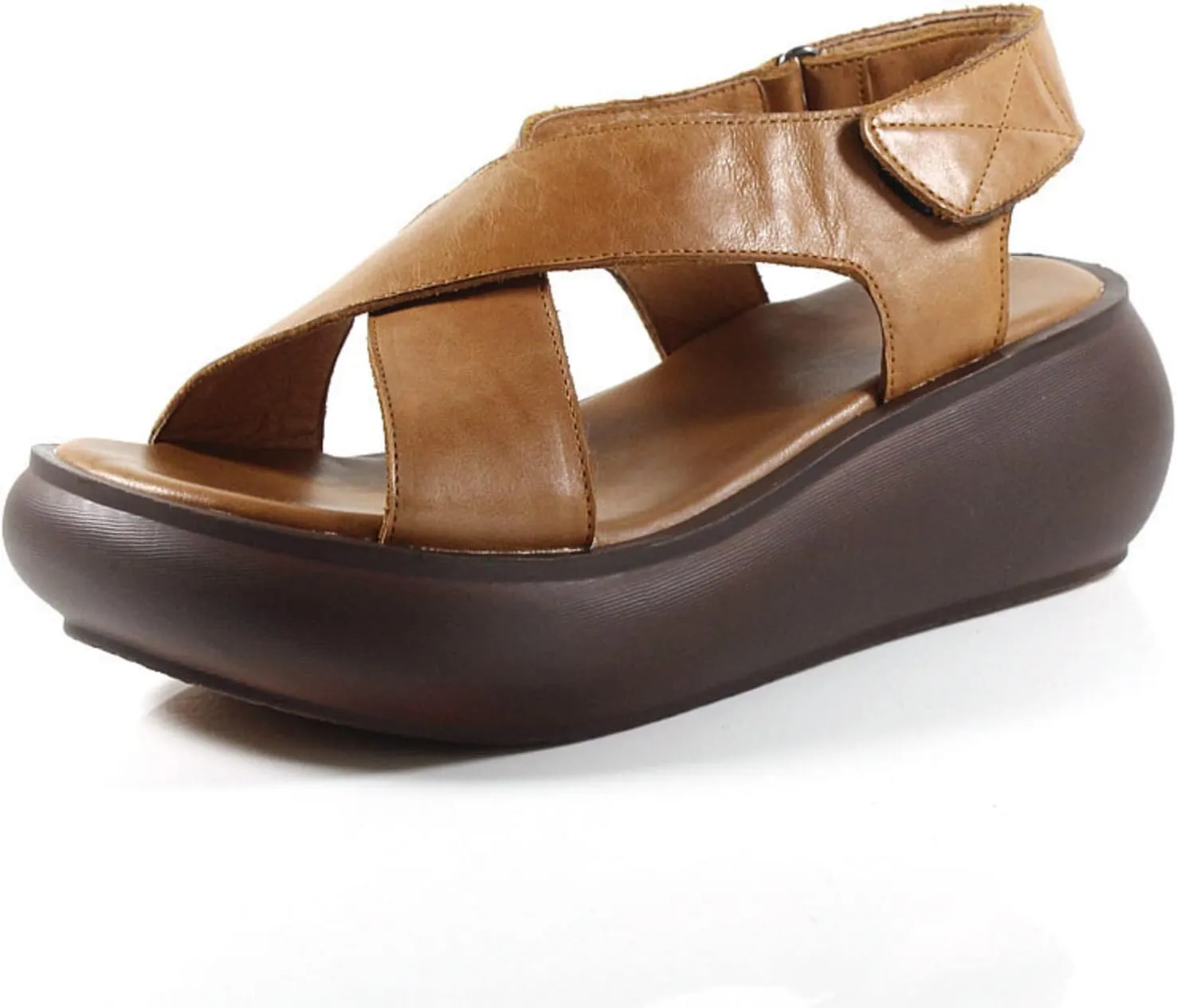 Women's Shoes Slope Heel Thick Sole Sandals Fashion Versatile Muffin Sandals，High Top Leather Open Toe Boot Sandals for Women