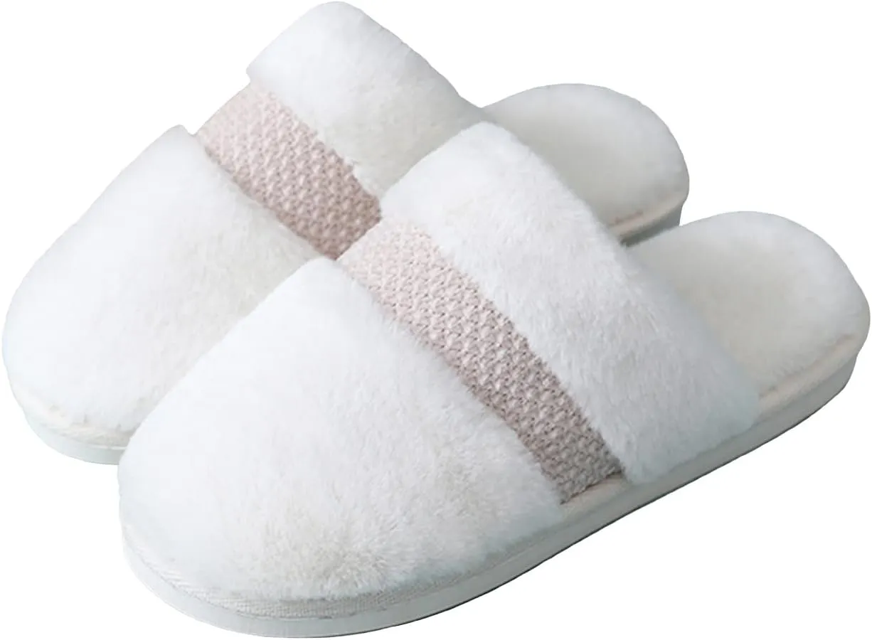 Women's Soft Plush Fluffy House Slippers Memory Foam, Comfy Fuzzy Non-Slip Indoor/Outdoor Slippers for Women, Cozy Warm Winter Slip-on Womens Home Bedroom Slippers with Anti-Skid Outsole