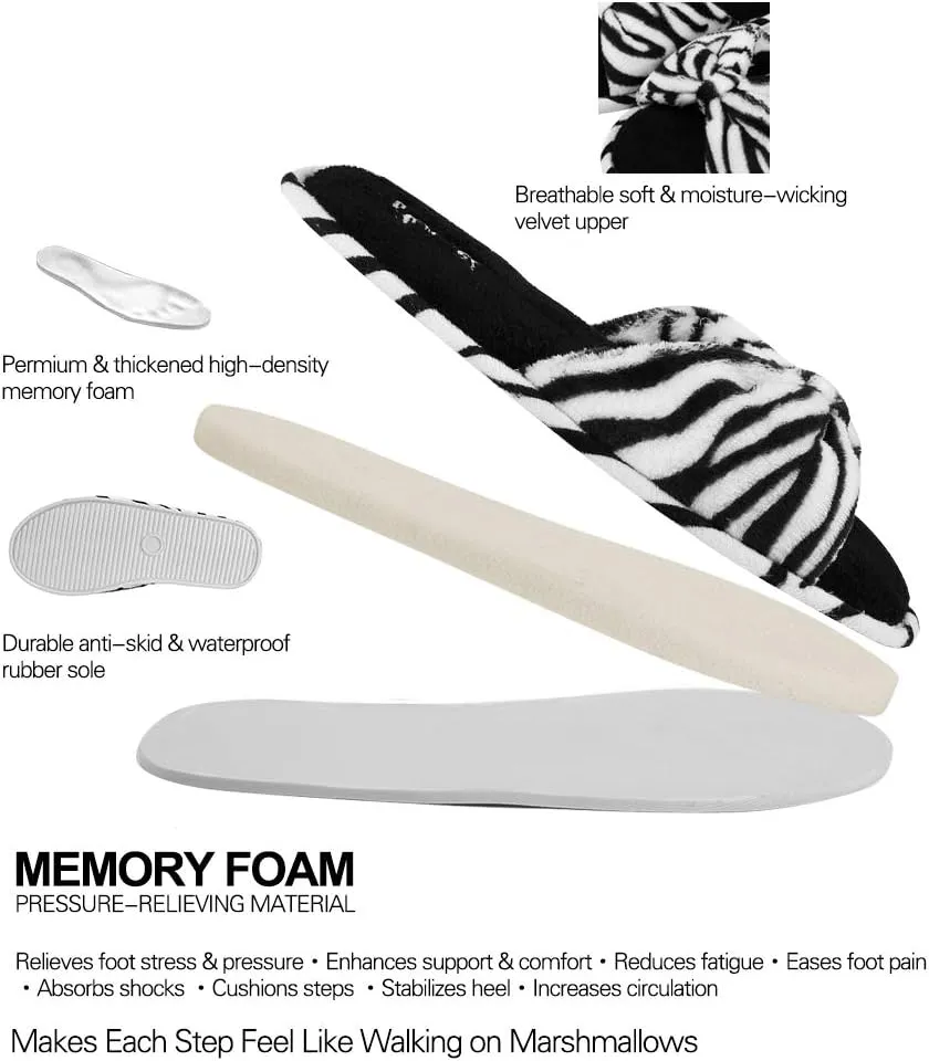 Women's Soft Warm Cushioned Fluffy Slides Home Slippers with Water Resistant Anti-Skid Sole