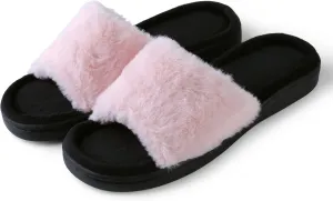 Women's Soft Warm Cushioned Fluffy Slides Home Slippers with Water Resistant Anti-Skid Sole