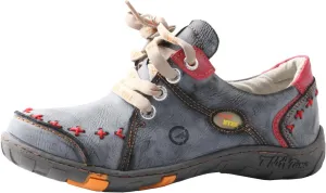 Women's Vintage Washed Leather Lace-up Walking Shoes Comfortable Flat Sneaker