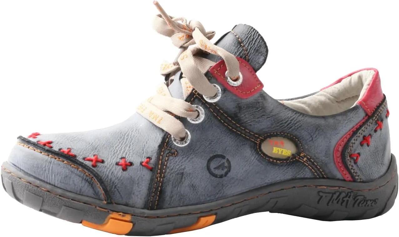 Women's Vintage Washed Leather Lace-up Walking Shoes Comfortable Flat Sneaker