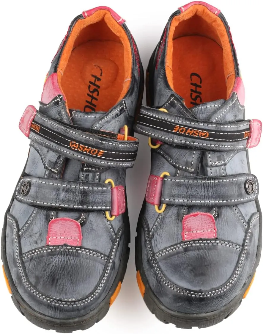 Women's Walking Leather Shoes Hook and Loop Casual Shoes