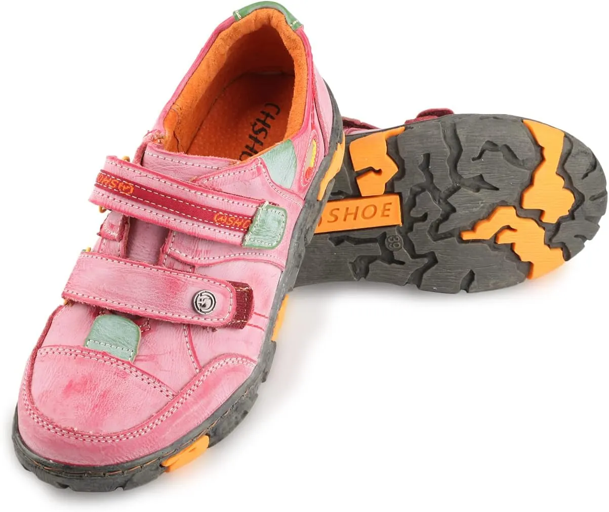 Women's Walking Leather Shoes Hook and Loop Casual Shoes