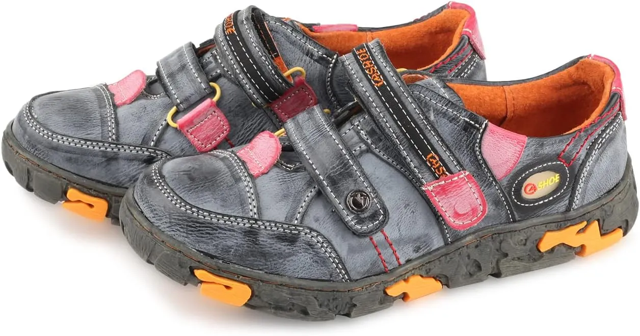 Women's Walking Leather Shoes Hook and Loop Casual Shoes