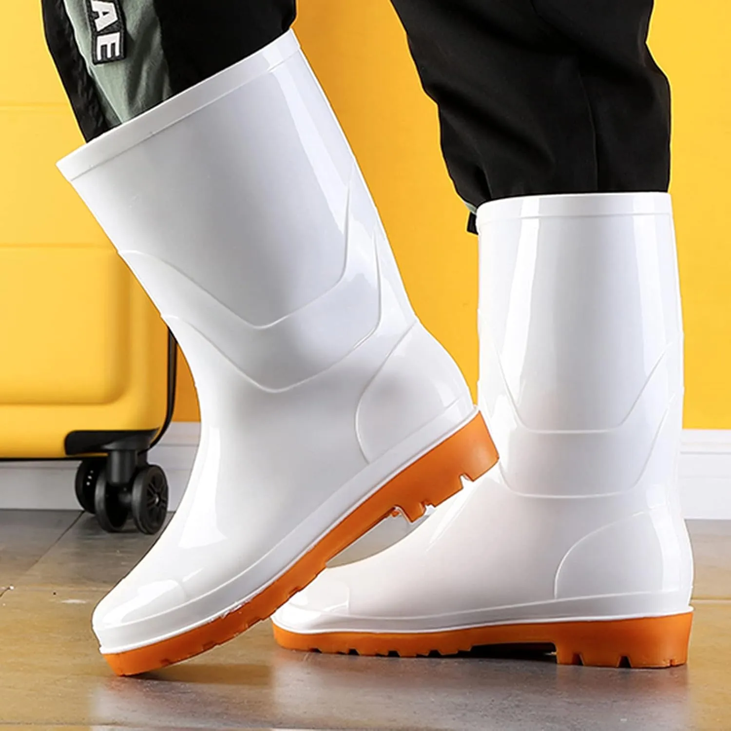 Yellow Rain Boots Womens Women Mid Calf Rain Boots Waterproof Rubber Boots Short Garden Shose Comfortable Rain Shoes
