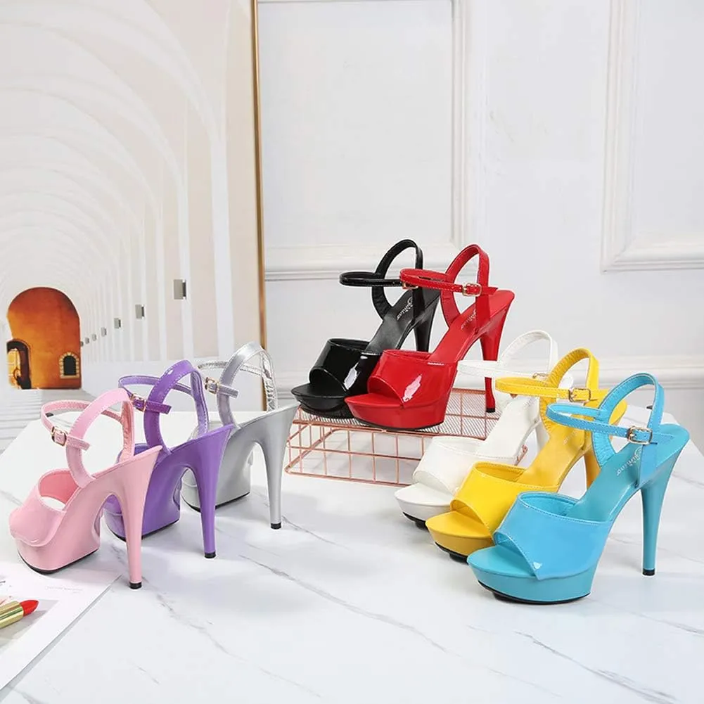 YIYA Women's Ankle Strap High Heel Sandals with Platform Peep Toe Stiletto Shoes Bride Pumps Wedding Party Dress Shoes