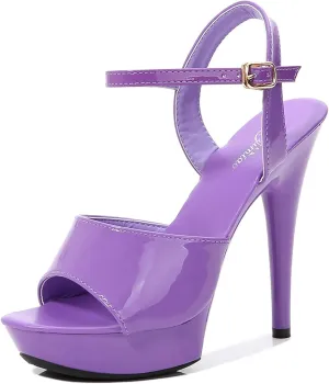 YIYA Women's Ankle Strap High Heel Sandals with Platform Peep Toe Stiletto Shoes Bride Pumps Wedding Party Dress Shoes