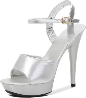 YIYA Women's Ankle Strap High Heel Sandals with Platform Peep Toe Stiletto Shoes Bride Pumps Wedding Party Dress Shoes