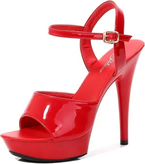 YIYA Women's Ankle Strap High Heel Sandals with Platform Peep Toe Stiletto Shoes Bride Pumps Wedding Party Dress Shoes