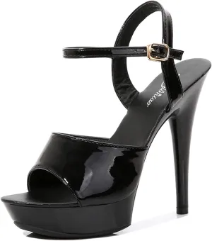 YIYA Women's Ankle Strap High Heel Sandals with Platform Peep Toe Stiletto Shoes Bride Pumps Wedding Party Dress Shoes